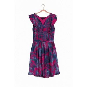 Banana Republic Pink & Blue Floral Pleated Dress – Size 10 EUC